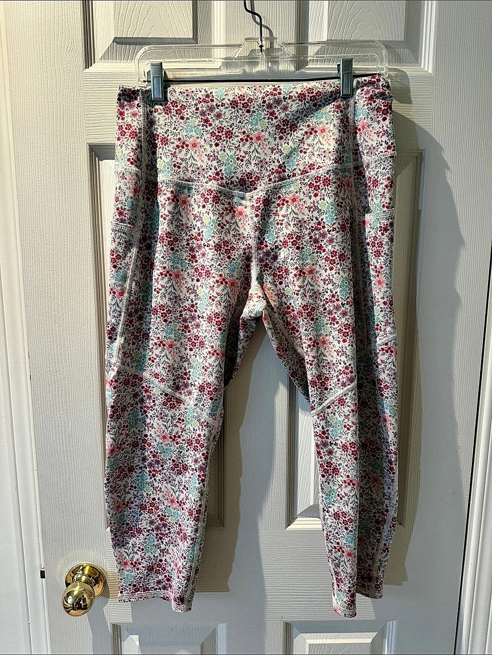 9 - Evolution and Creation Floral Leggings in White & Red